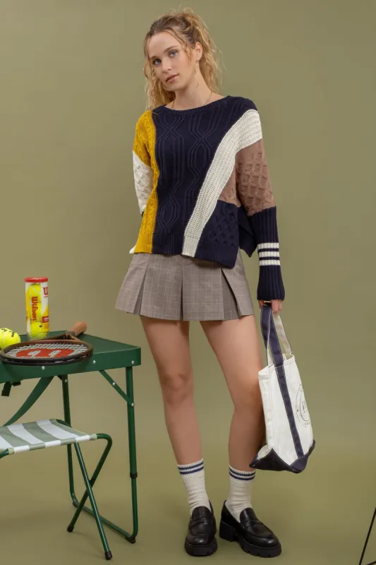 COLORBLOCK CABLEKNIT SWEATER sold by Blu Pepper