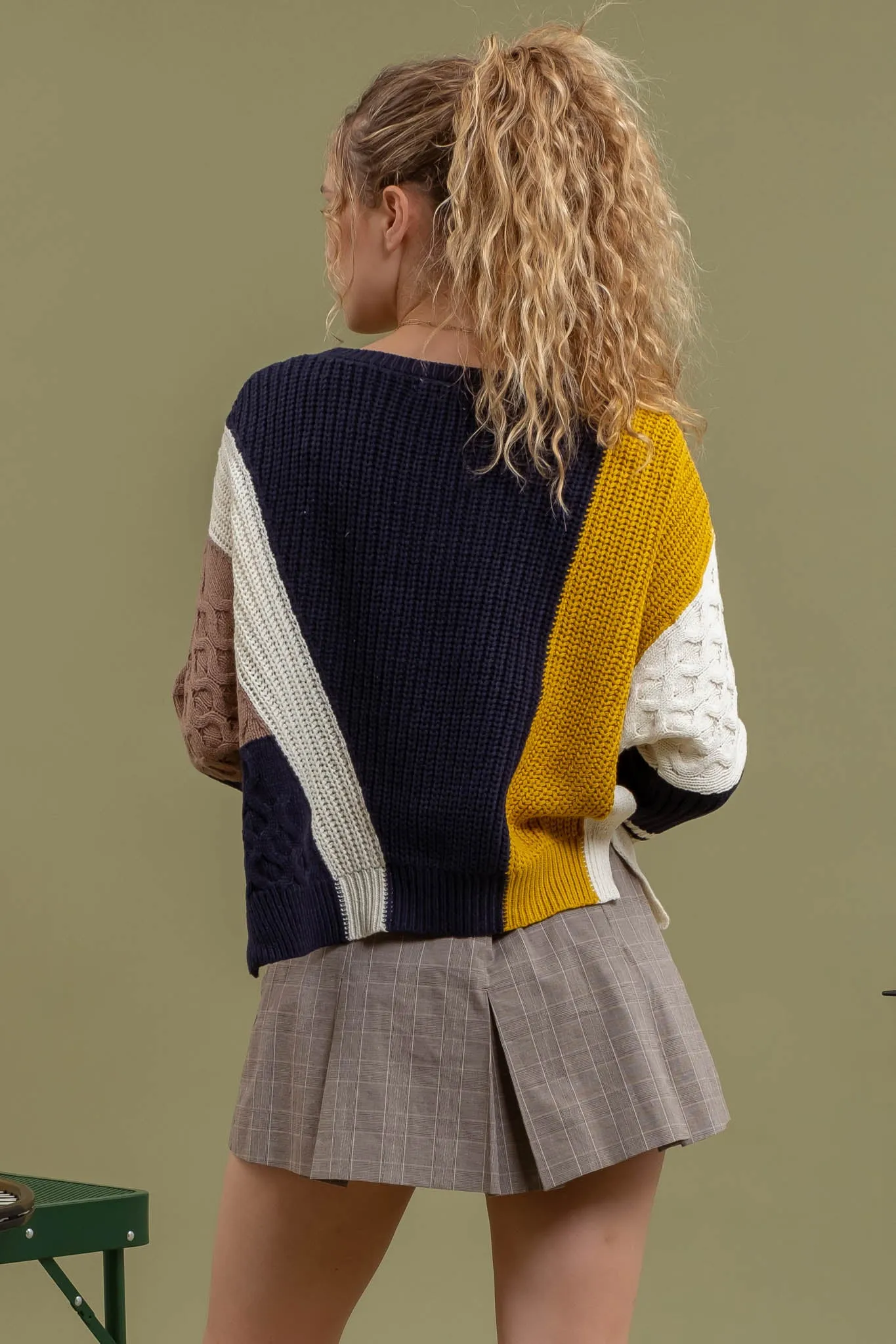 COLORBLOCK CABLEKNIT SWEATER sold by Blu Pepper product image thumbnail 2