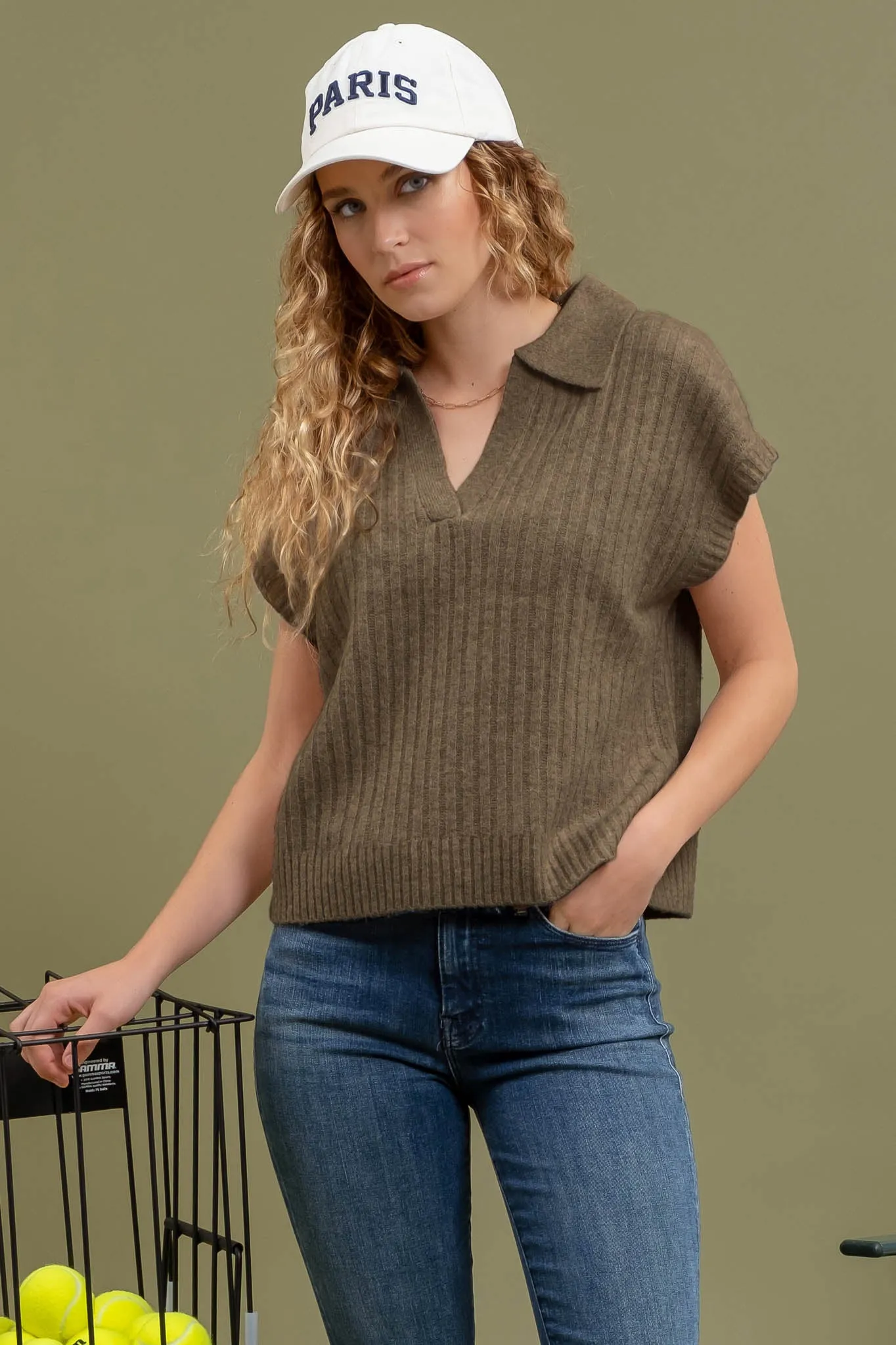 SOFT BRUSH RIBBED SLEEVELESS SWEATER sold by Blu Pepper product image thumbnail 5
