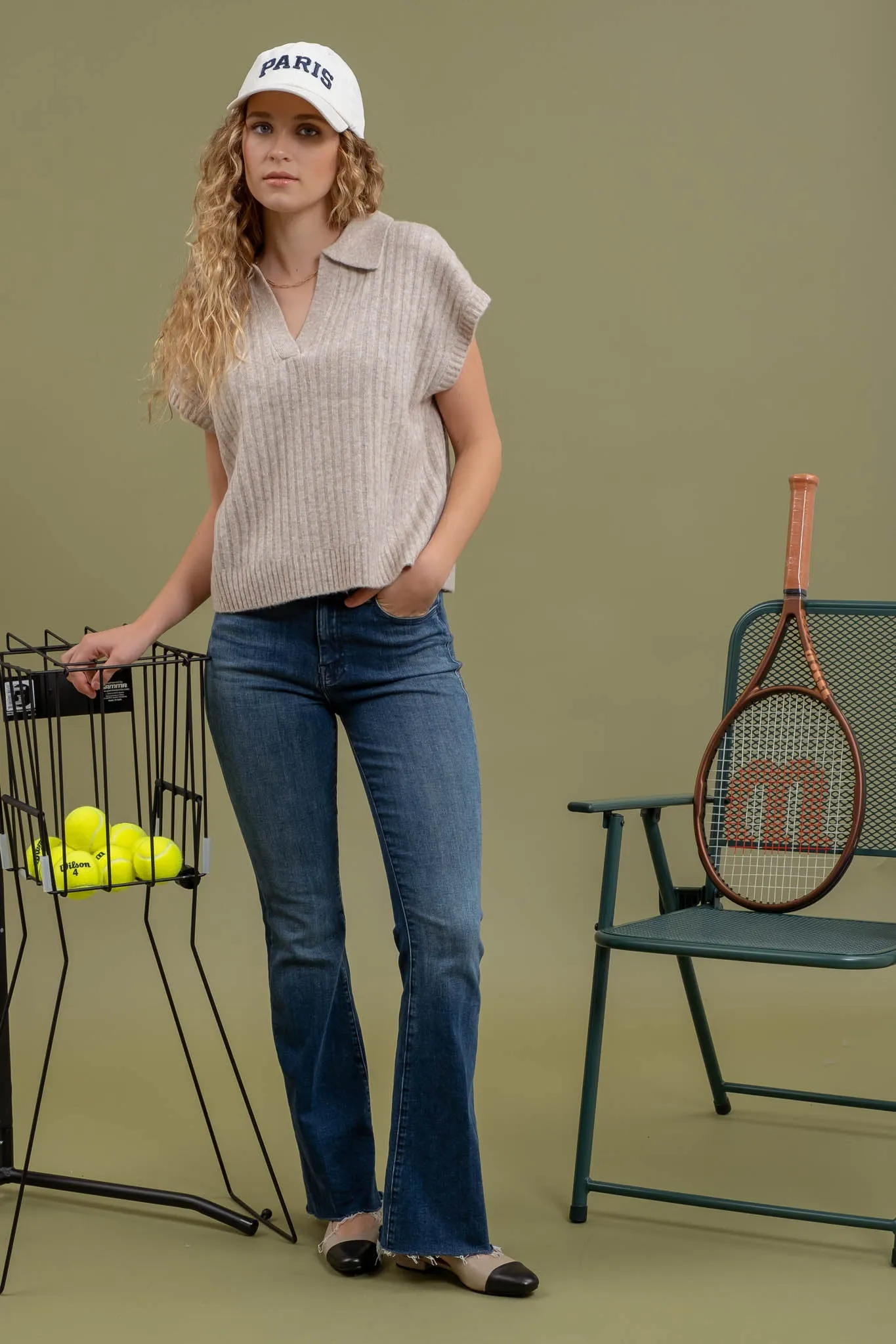 SOFT BRUSH RIBBED SLEEVELESS SWEATER sold by Blu Pepper product image thumbnail 4