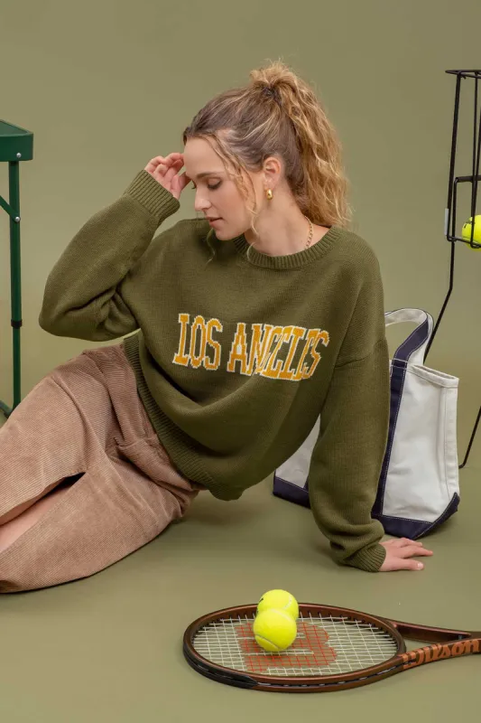 LOS ANGELES KNIT CREWNECK PULLOVER sold by Blu Pepper