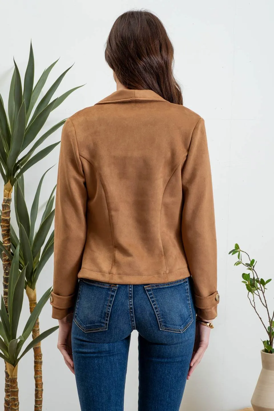 FAUX SUEDE ZIP UP MOTO JACKET sold by Blu Pepper product image thumbnail 2