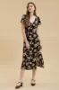 FLORAL V NECK SHORT SLEEVE SPLIT THIGH MIDI DRESS sold by Blu Pepper