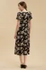 FLORAL V NECK SHORT SLEEVE SPLIT THIGH MIDI DRESS sold by Blu Pepper