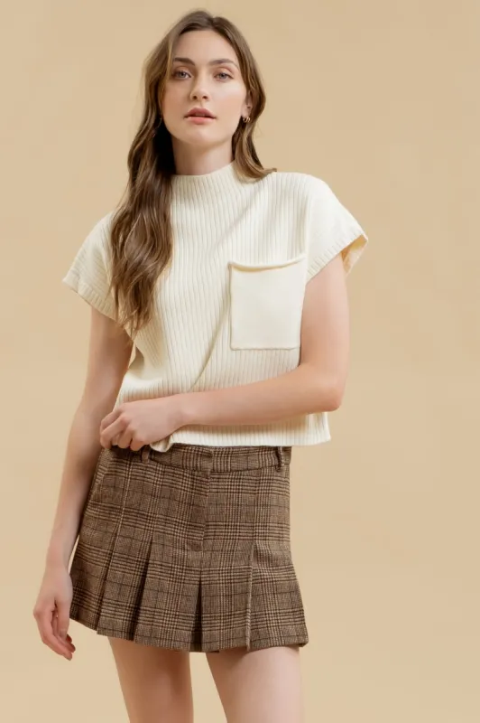 FUNNEL NECK DROP SHOULDER SWEATER KNIT TOP sold by Blu Pepper