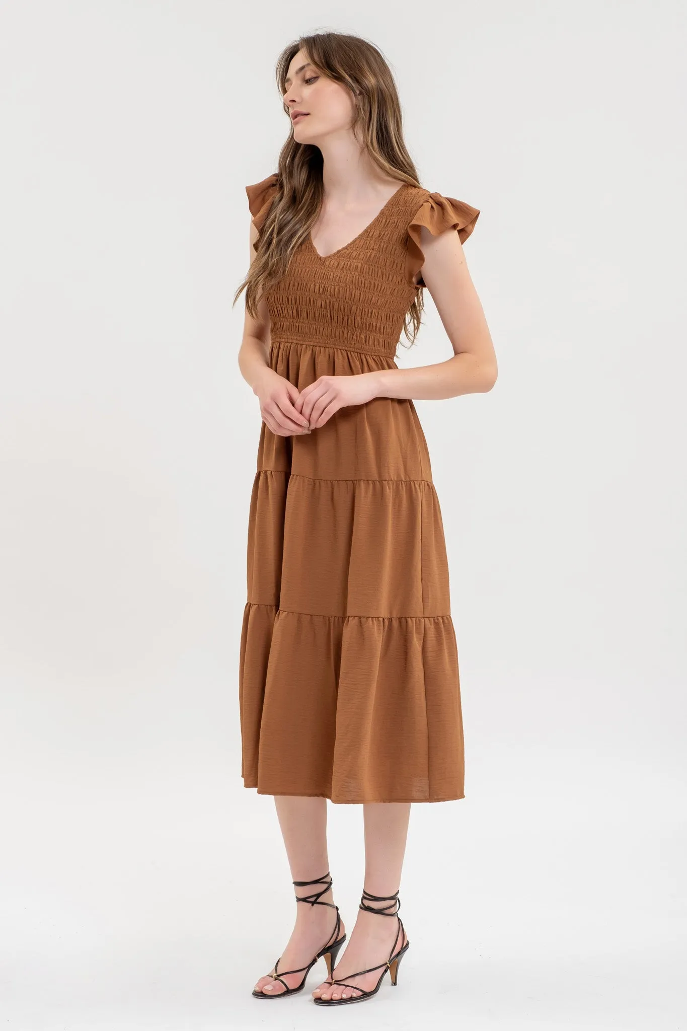FLUTTER SLEEVE MAXI DRESS sold by Blu Pepper product image thumbnail 3