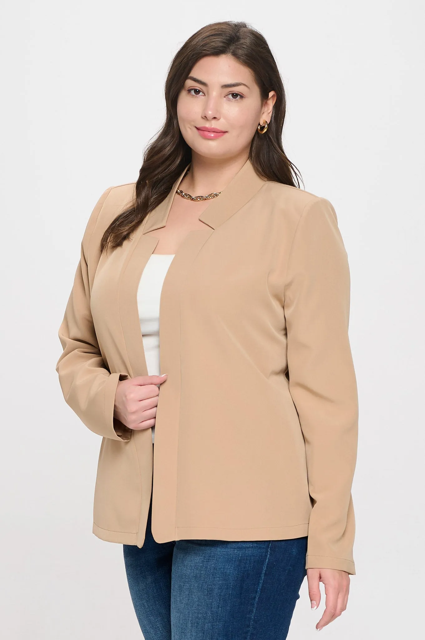 PLUS NOTCH COLLAR LONG SLEEVE BLAZER sold by Blu Pepper product image thumbnail 3