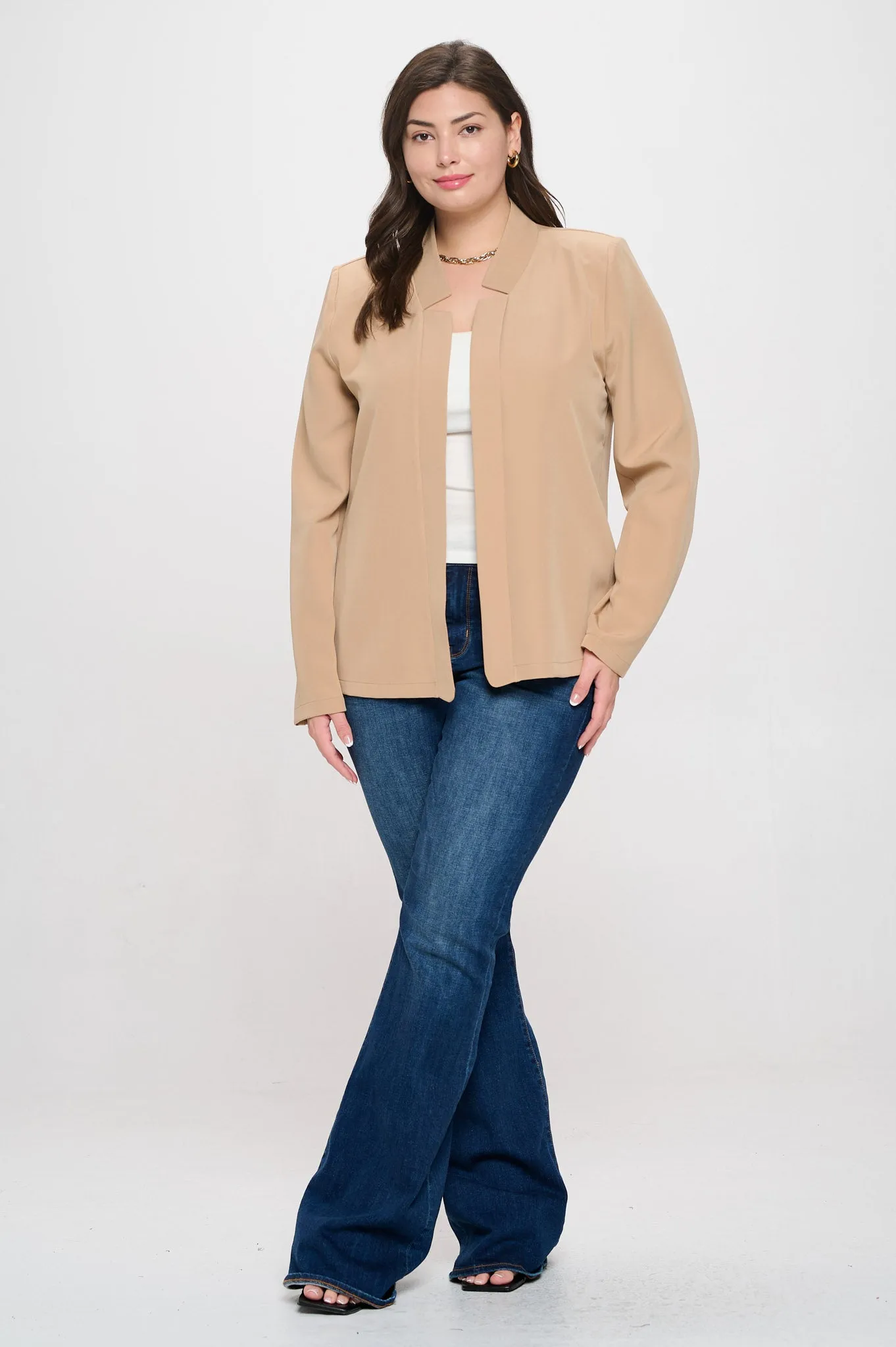 PLUS NOTCH COLLAR LONG SLEEVE BLAZER sold by Blu Pepper product image thumbnail 5