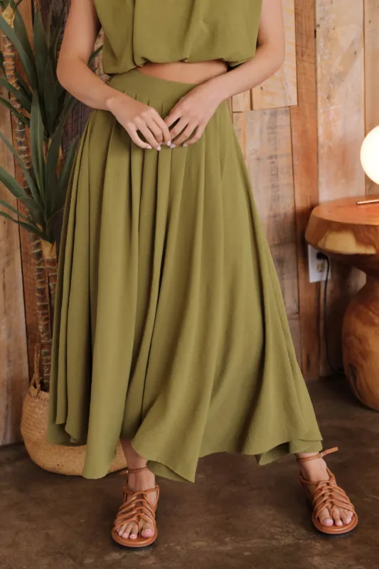 BOX PLEATED MIDI SKIRT sold by Blu Pepper