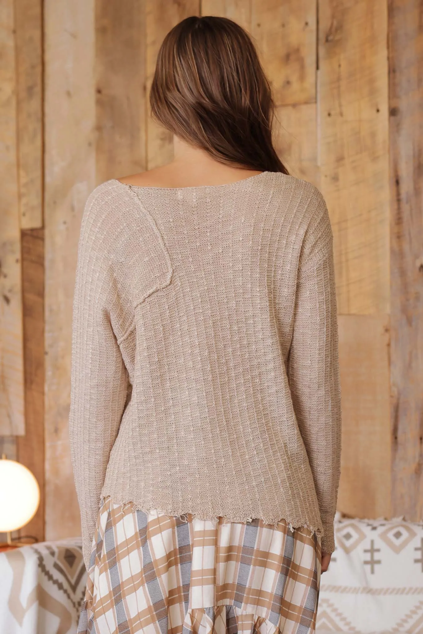DISTRESSED PATCHWORK PULLOVER KNIT SWEATER sold by Blu Pepper product image thumbnail 2