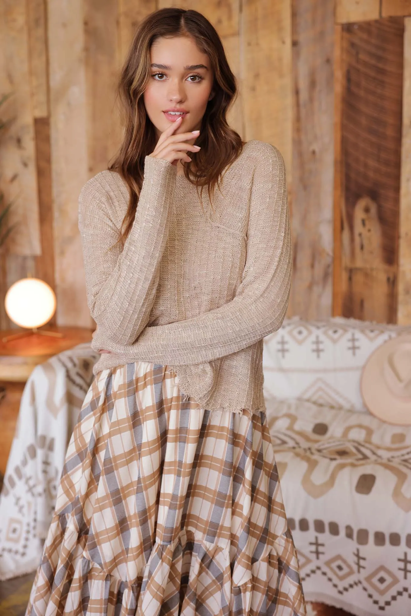 DISTRESSED PATCHWORK PULLOVER KNIT SWEATER sold by Blu Pepper product image thumbnail 4