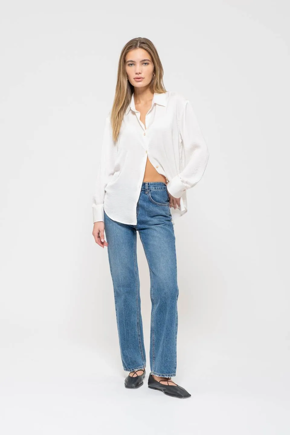 TEXTURED SATIN LONG SLEEVE BUTTON DOWN SHIRT sold by Blu Pepper product image thumbnail 5