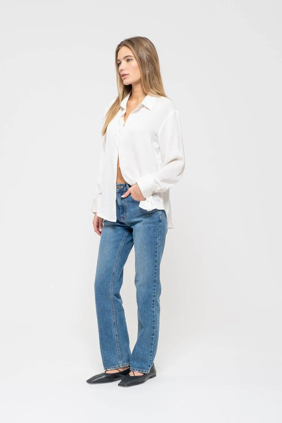 TEXTURED SATIN LONG SLEEVE BUTTON DOWN SHIRT sold by Blu Pepper product image thumbnail 3