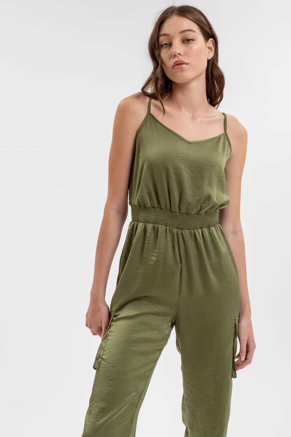 SLEEVELESS CARGO JUMPSUIT sold by Blu Pepper product image thumbnail 4