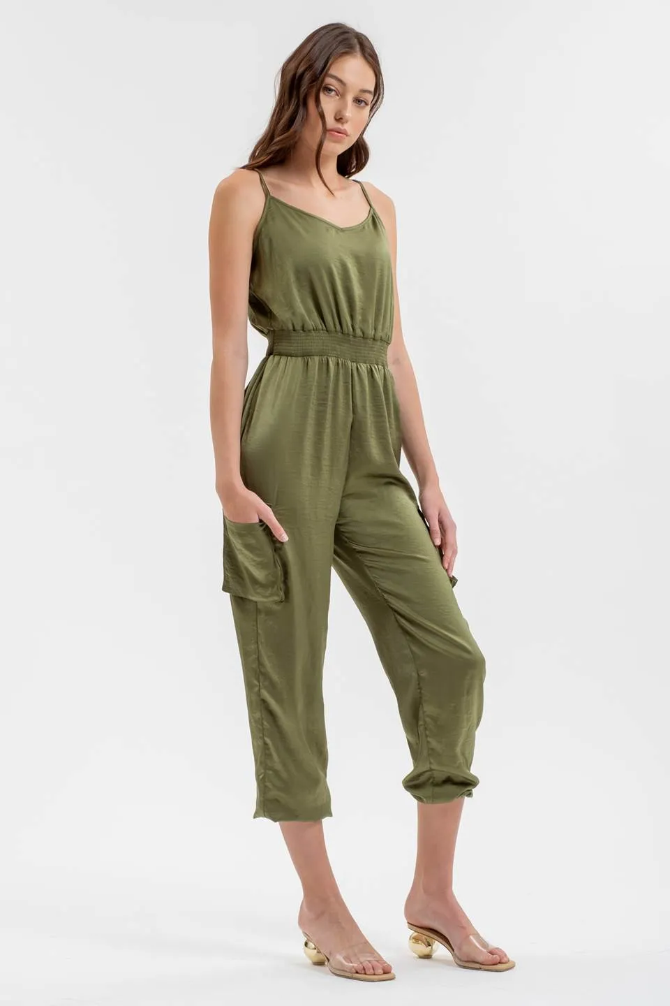 SLEEVELESS CARGO JUMPSUIT sold by Blu Pepper product image thumbnail 3