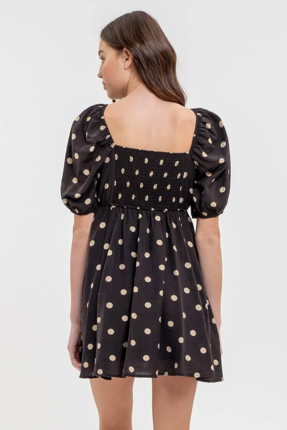POLKA DOT BALLOON SLEEVE PLEATED MINI DRESS sold by Blu Pepper product image thumbnail 2