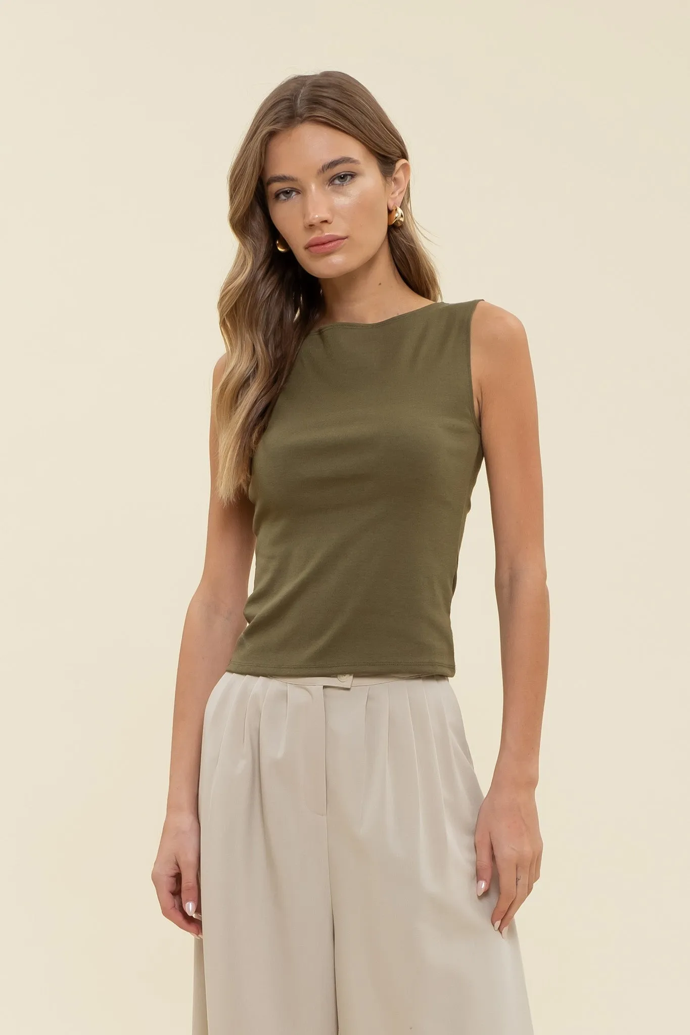 BOAT NECK SLEEVELESS KNIT TOP sold by Blu Pepper product image thumbnail 5