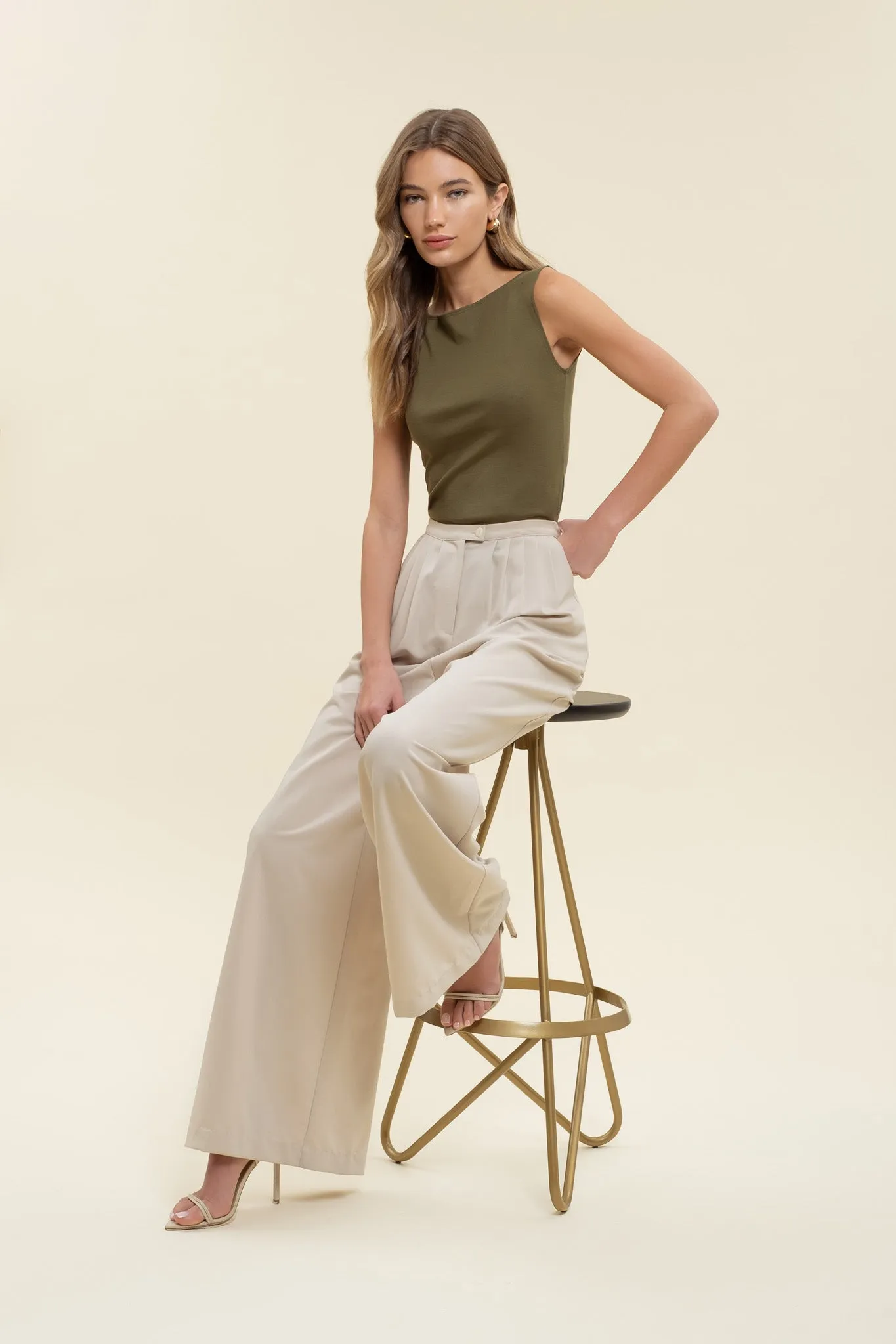 BOAT NECK SLEEVELESS KNIT TOP sold by Blu Pepper product image thumbnail 4