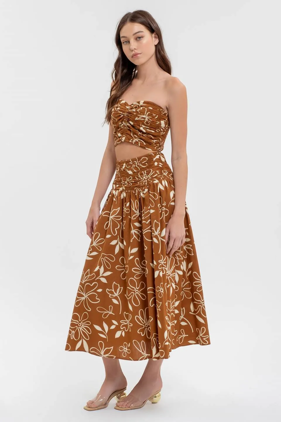 FLORAL STRAPLESS SWEETHEART CROP TOP sold by Blu Pepper product image thumbnail 3