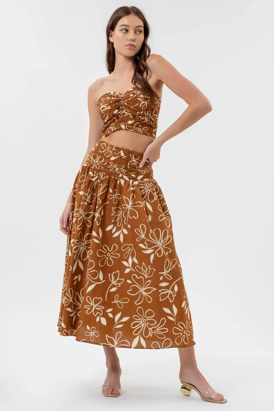 FLORAL STRAPLESS SWEETHEART CROP TOP sold by Blu Pepper product image thumbnail 5