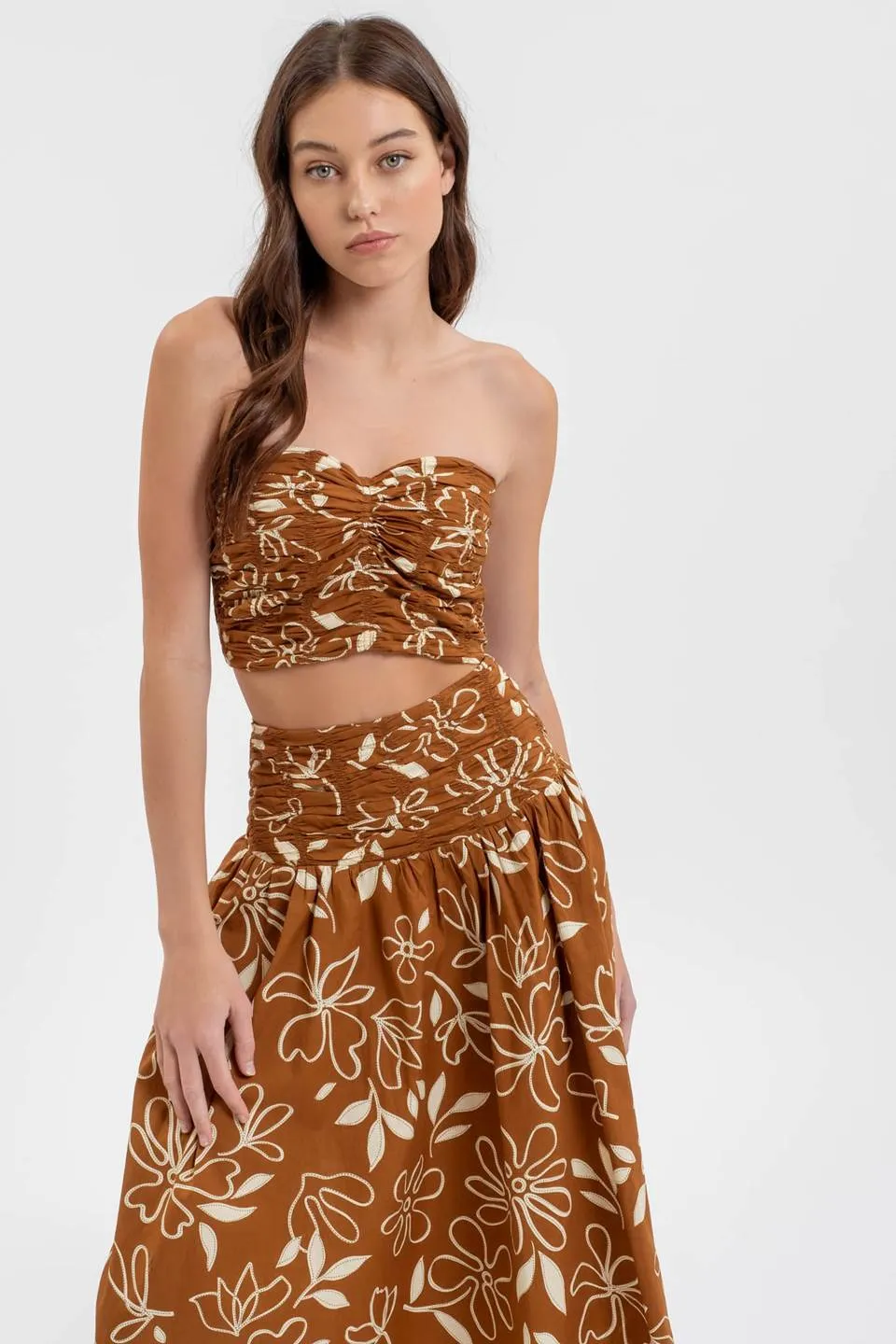 FLORAL STRAPLESS SWEETHEART CROP TOP sold by Blu Pepper