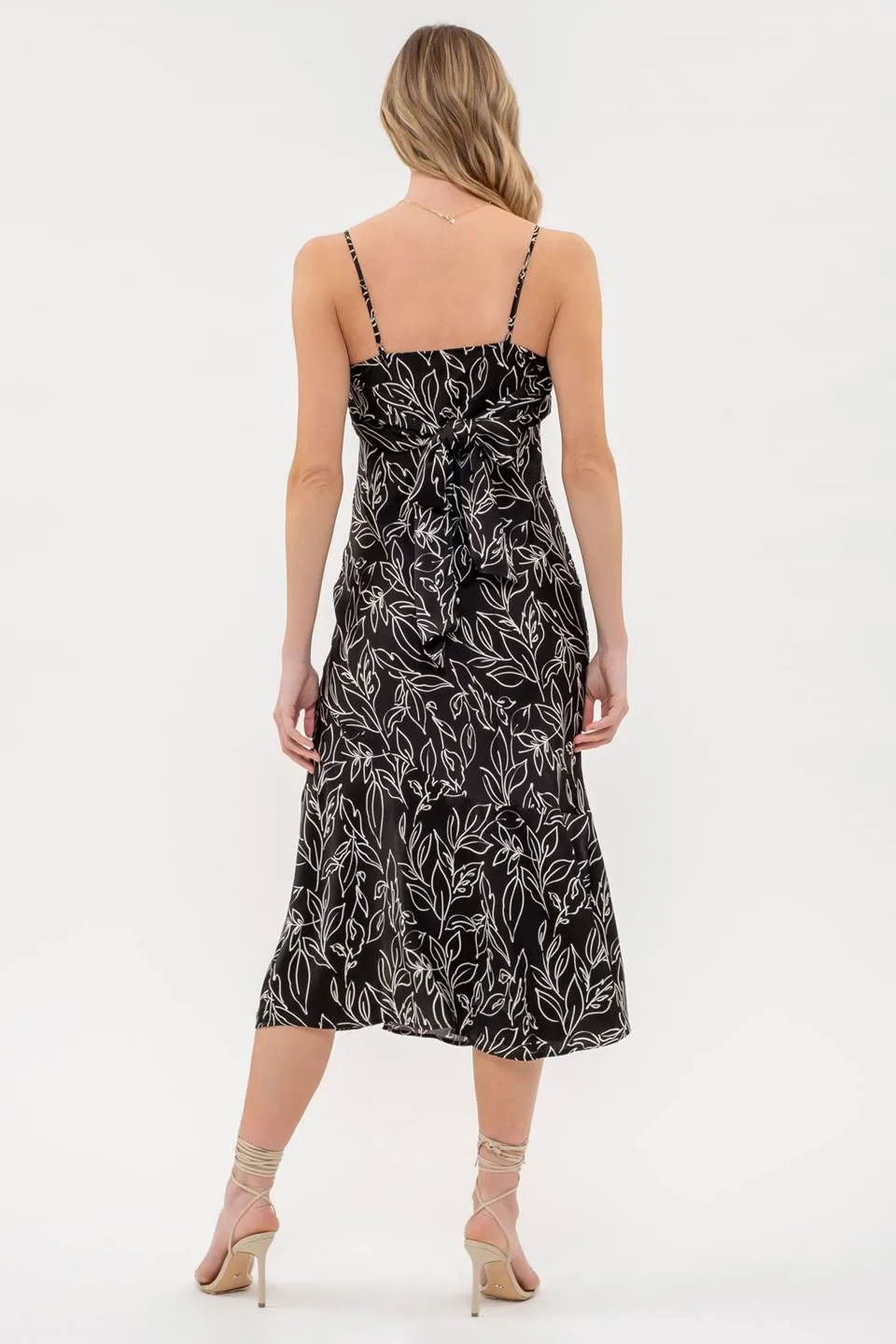 LEAF PRINT BACK TIE CAMI DRESS sold by Blu Pepper product image thumbnail 2