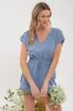 V NECK SHORT SLEEVE DRAWSTRING ROMPER sold by Blu Pepper