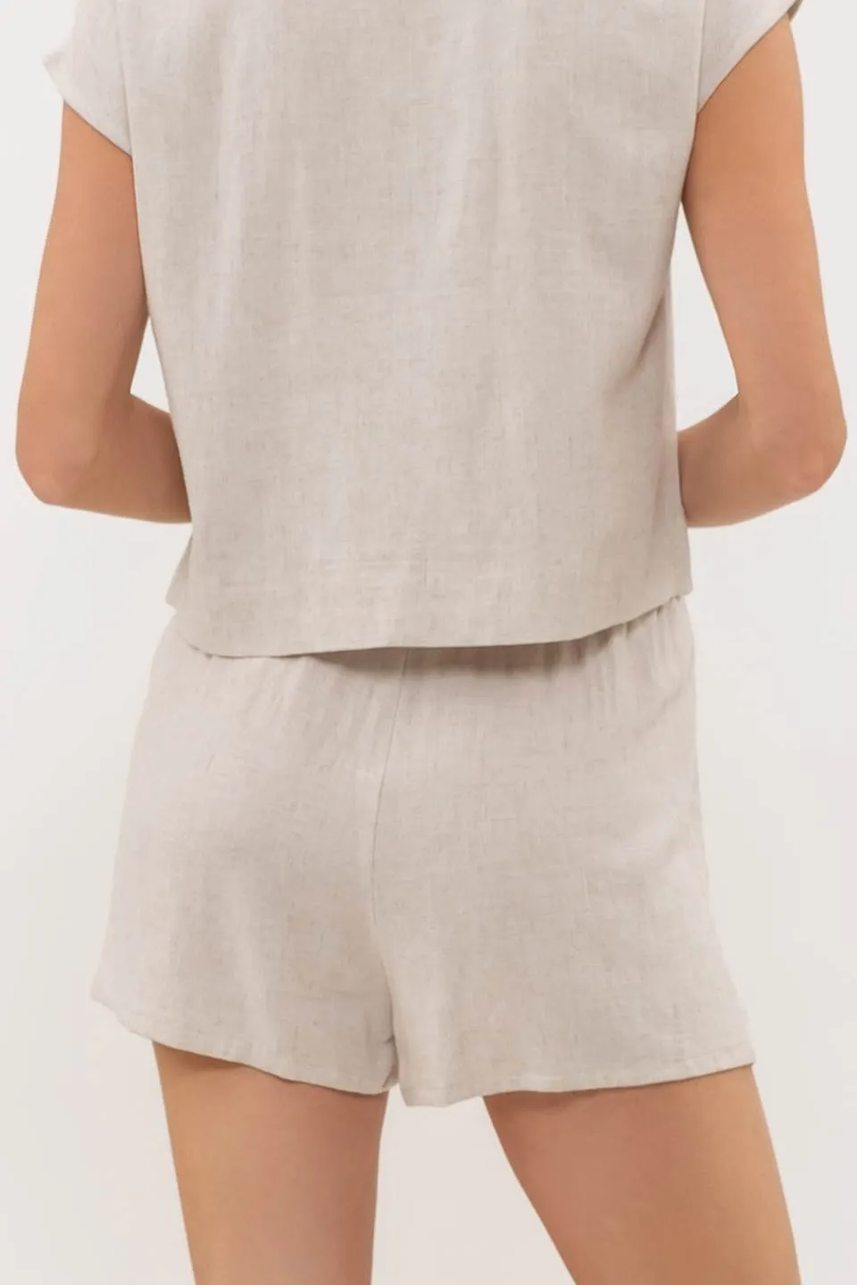 LINEN BLEND HIGH WAIST MINI SHORTS sold by Blu Pepper product image thumbnail 2