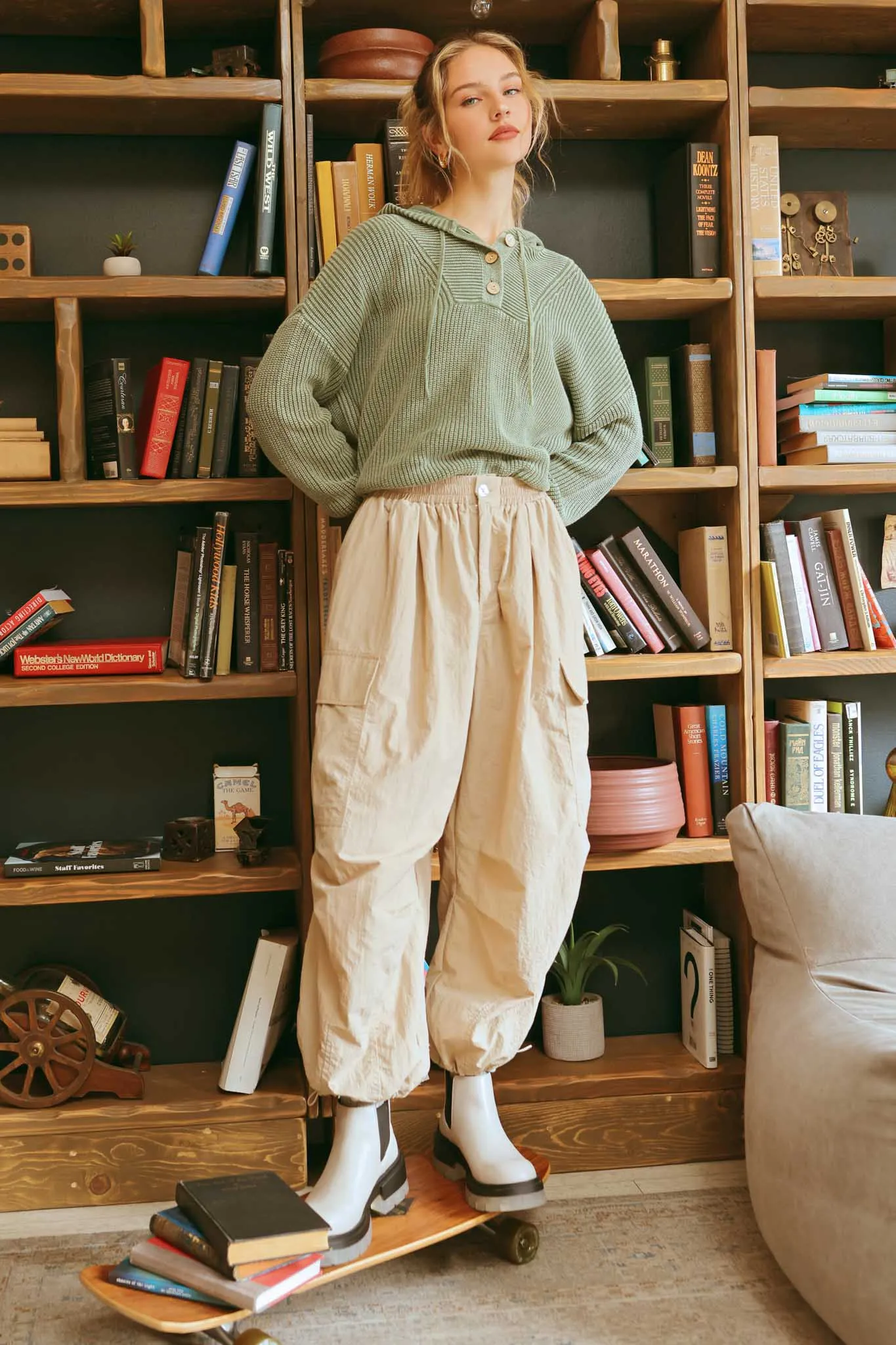 ELASTIC WAIST CARGO JOGGERS sold by Blu Pepper product image thumbnail 3