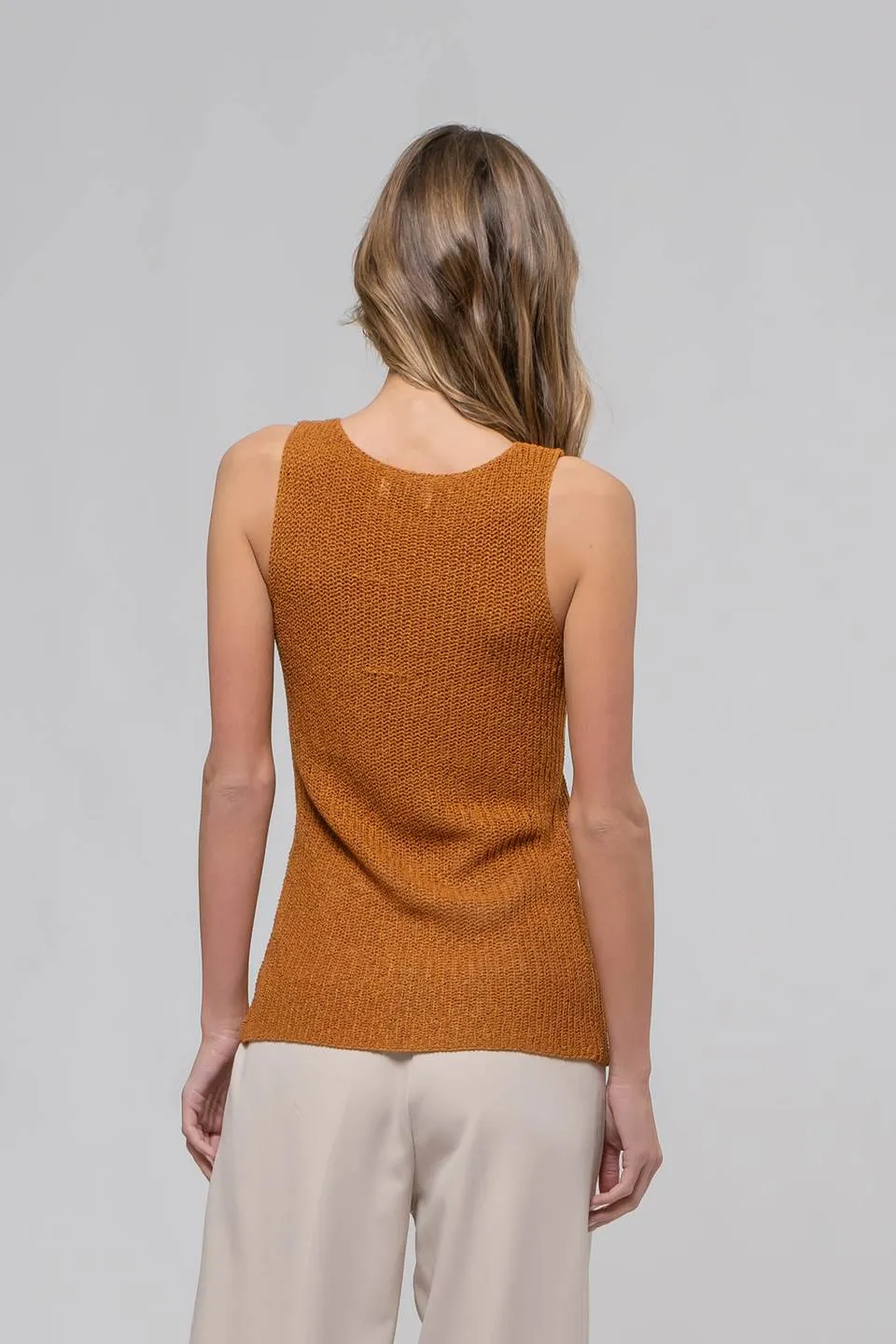 V NECK LONGLINE CROCHET KNIT SWEATER VEST sold by Blu Pepper product image thumbnail 2