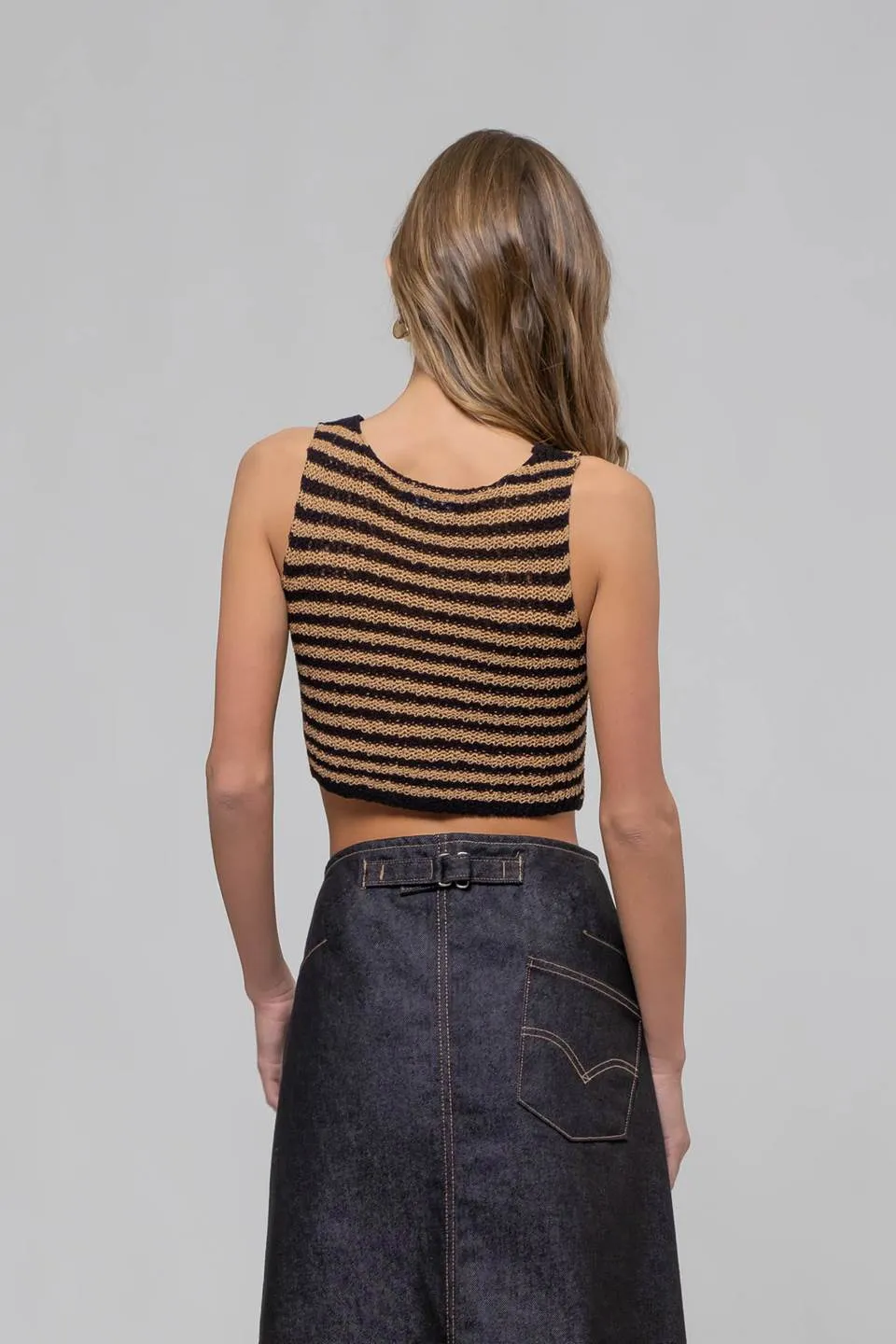 STRIPE V NECK FRONT HOOK SWEATER VEST sold by Blu Pepper product image thumbnail 2