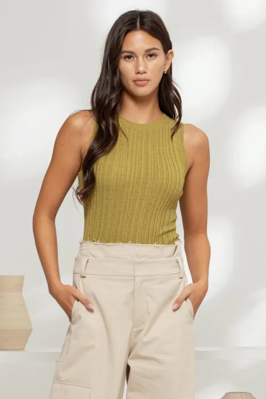 SLEEVELESS ROUND NECK SWEATER KNIT TOP sold by Blu Pepper