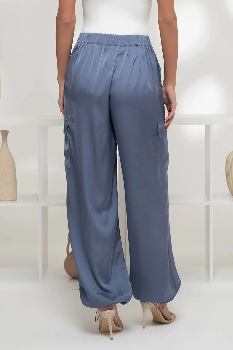 HIGH WAIST SATIN CARGO JOGGER PANTS sold by Blu Pepper product image thumbnail 2