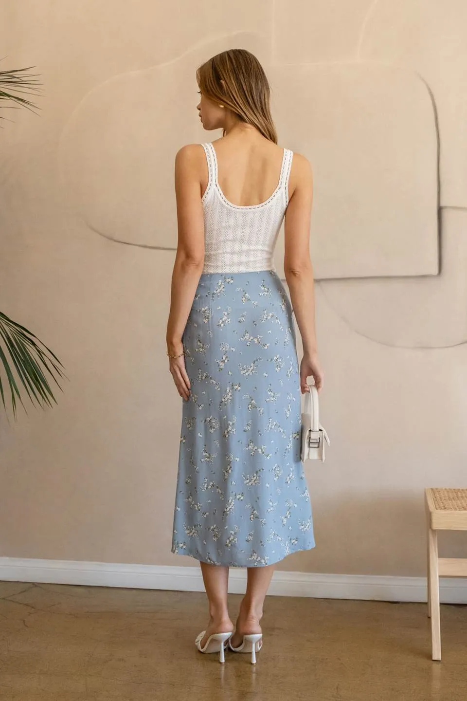 FLORAL BUTTON DOWN MIDI SKIRT sold by Blu Pepper product image thumbnail 2