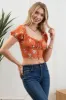 FLORAL AND DOT PRINT PUFF SLEEVE CROP TOP sold by Blu Pepper