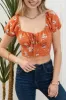 FLORAL AND DOT PRINT PUFF SLEEVE CROP TOP sold by Blu Pepper
