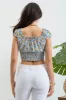 FLORAL RUCHED SLEEVE CROP TOP sold by Blu Pepper