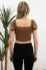 SQUARE NECK PUFF SLEEVE CROP TOP sold by Blu Pepper