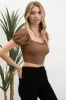 SQUARE NECK PUFF SLEEVE CROP TOP sold by Blu Pepper