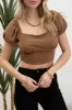 SQUARE NECK PUFF SLEEVE CROP TOP sold by Blu Pepper