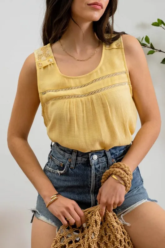 LACE BACK SLEEVELESS TOP sold by Blu Pepper