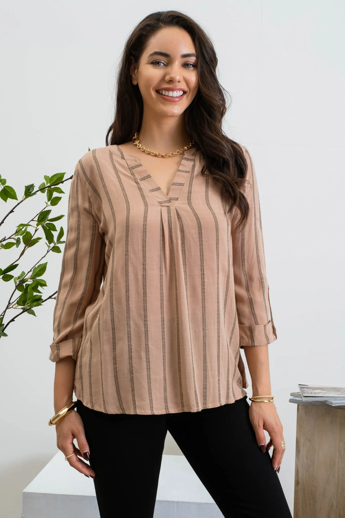 STRIPED BACK BUTTON TOP sold by Blu Pepper product image thumbnail 5