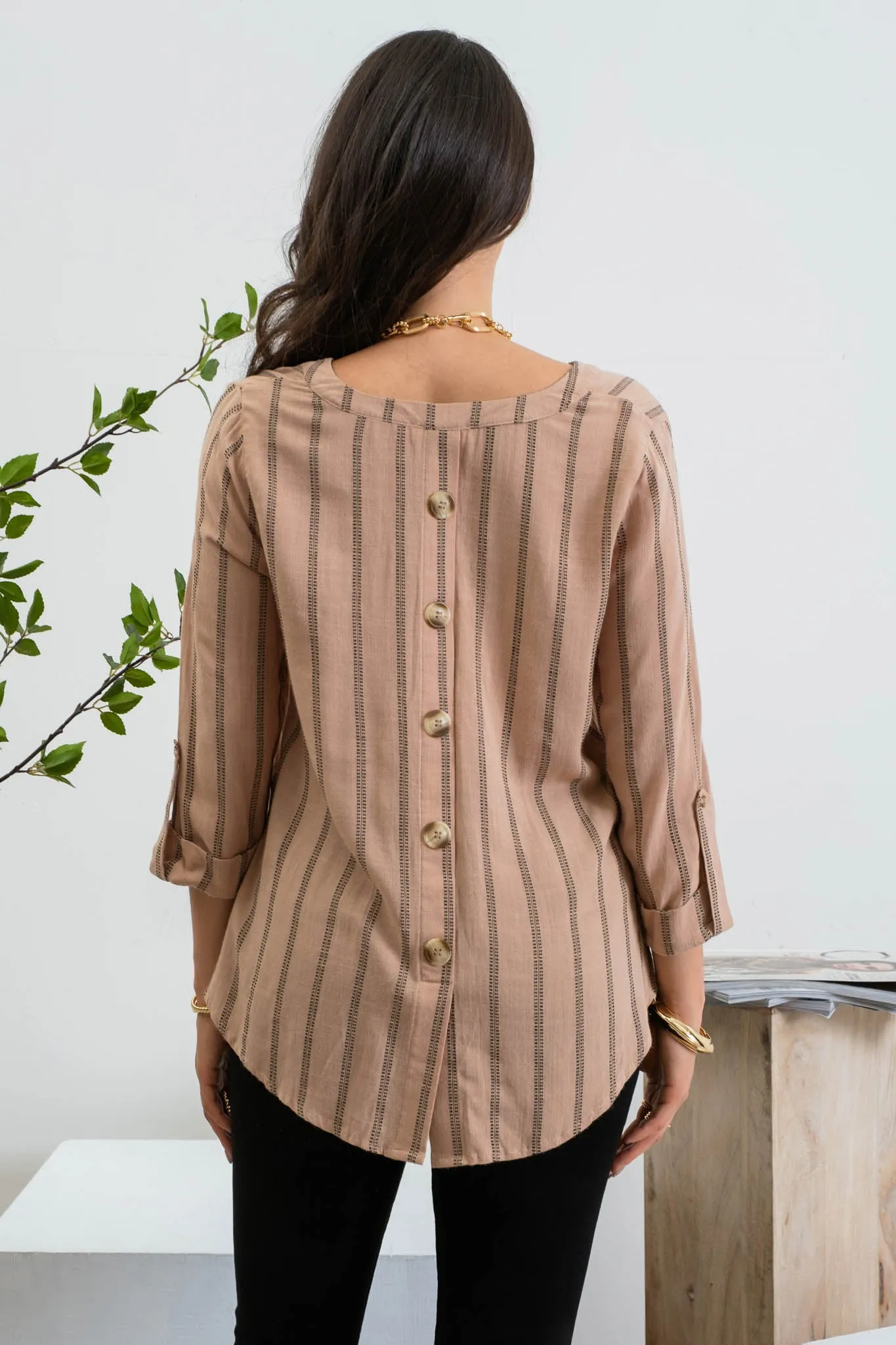 STRIPED BACK BUTTON TOP sold by Blu Pepper product image thumbnail 2