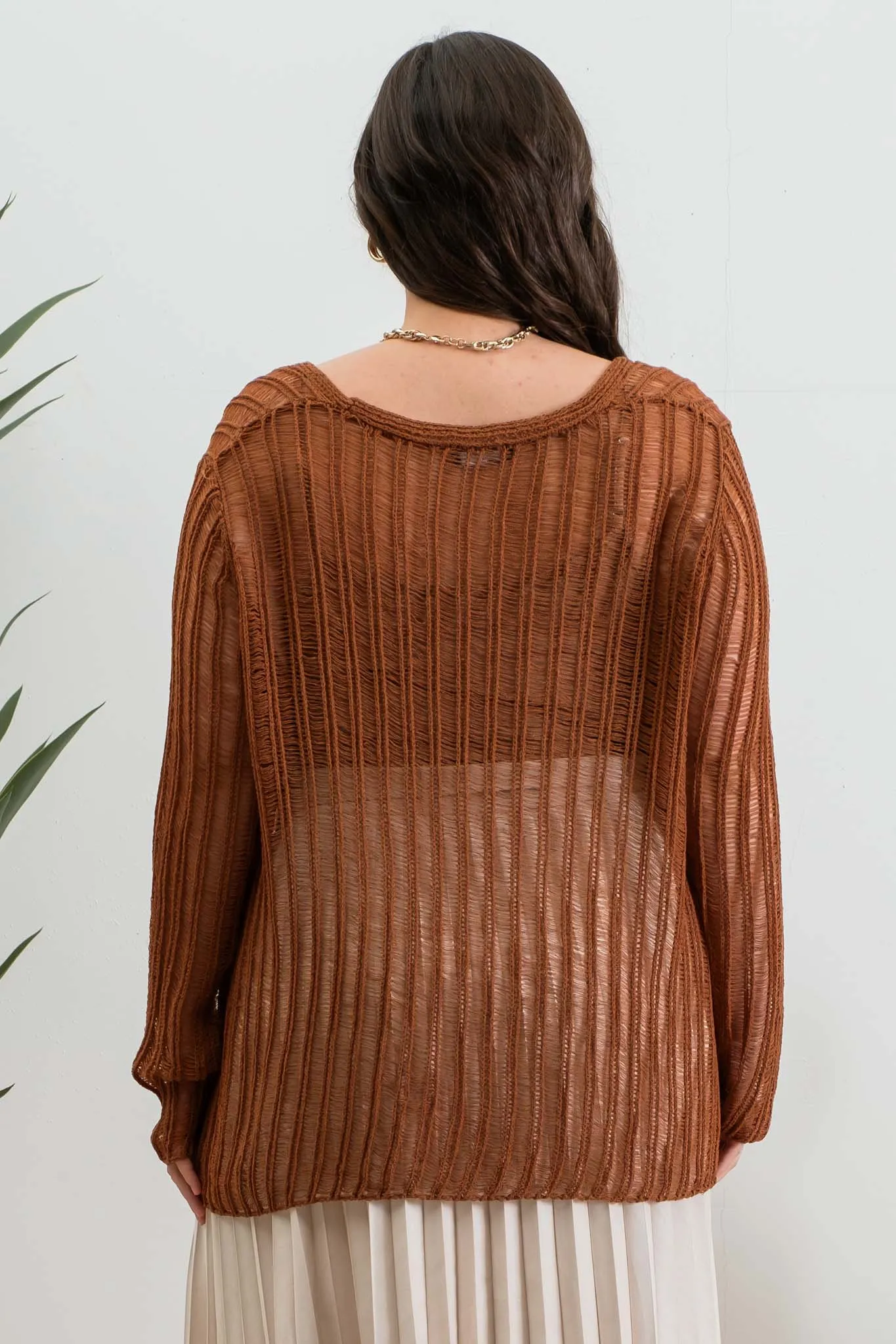 PLUS FRONT HOOK AND EYE CROCHET KNIT CARDIGAN sold by Blu Pepper product image thumbnail 2