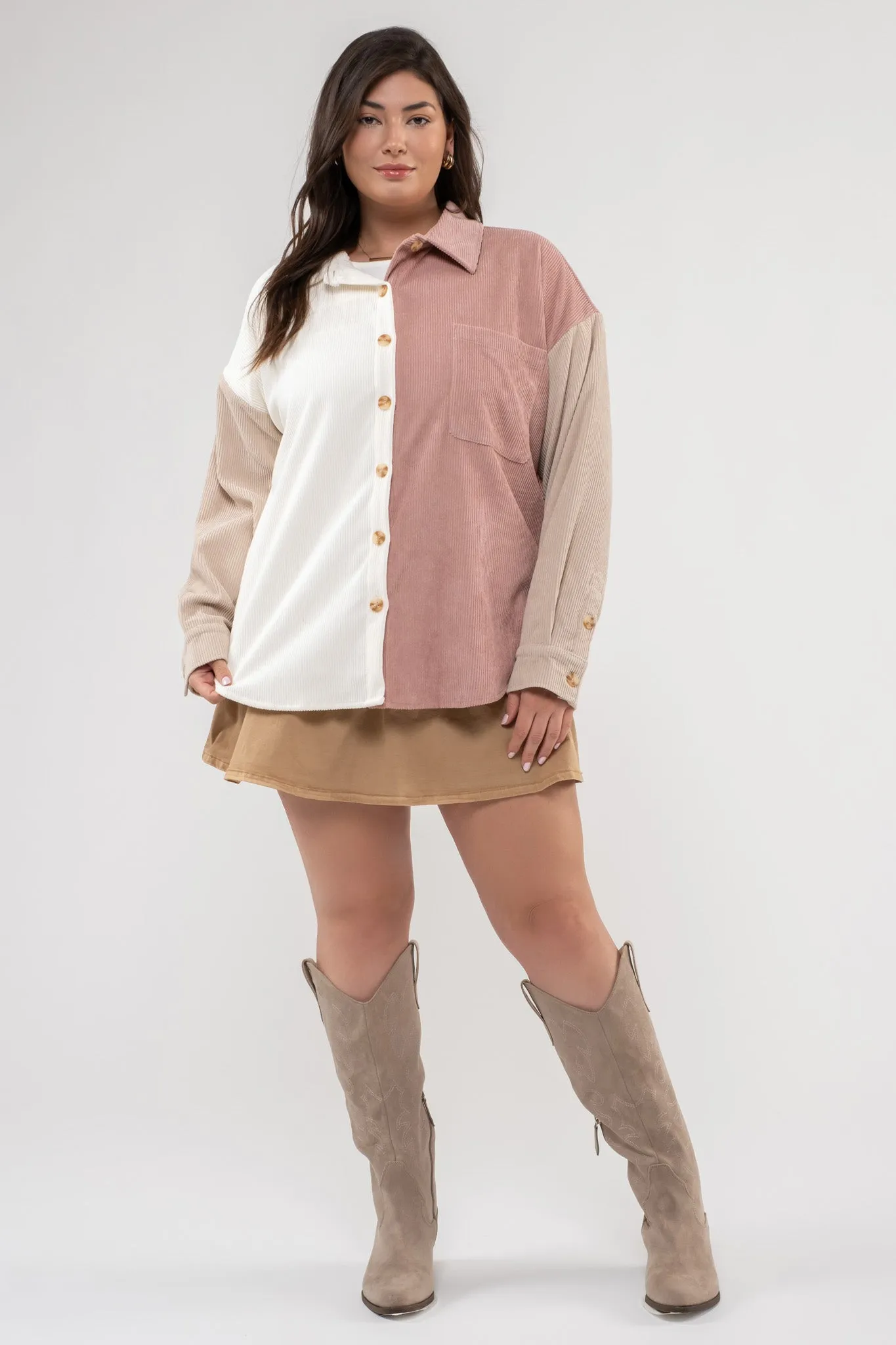 PLUS COLORBLOCK CORDUROY JACKET sold by Blu Pepper product image thumbnail 5