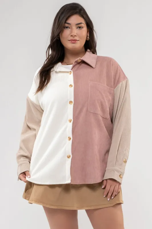 PLUS COLORBLOCK CORDUROY JACKET made by Blu Pepper