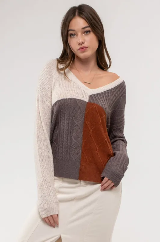 LIGHT-WEIGHT COLORBLOCK KNIT made by mine