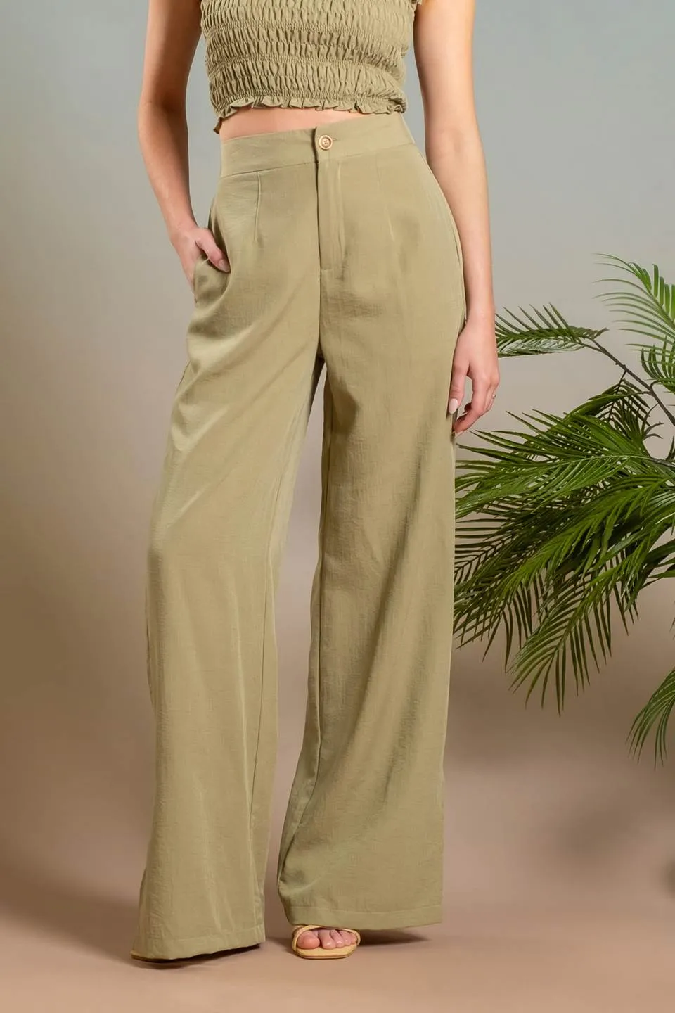 HIGH WAIST WIDE SPLIT LEG DRESS PANTS sold by Blu Pepper product image thumbnail 5