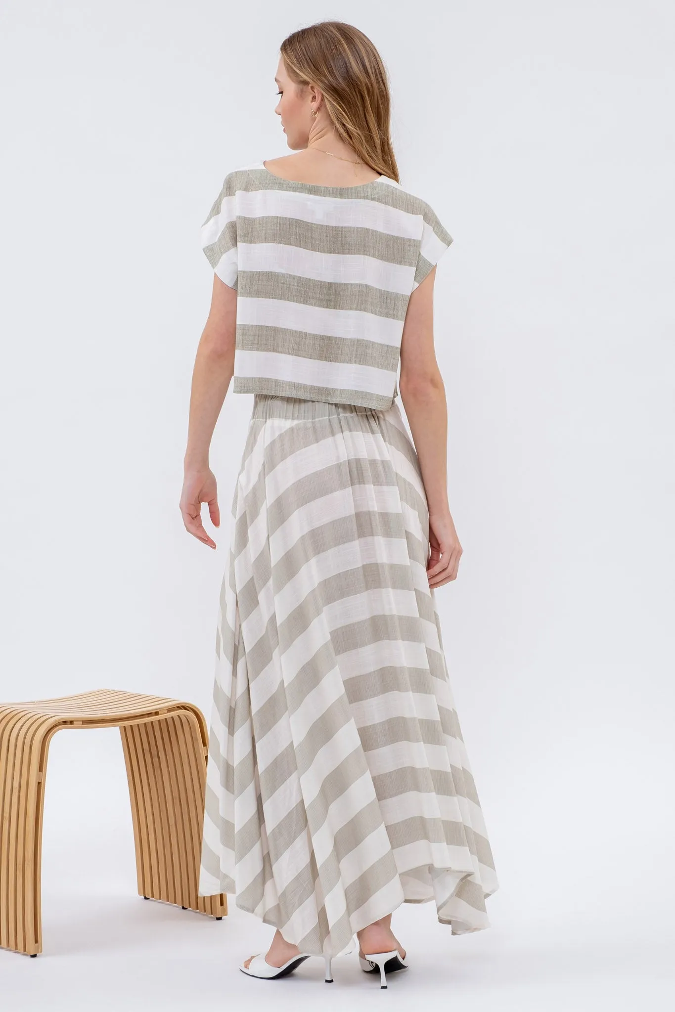 STRIPE HANDKERCHIEF MAXI SKIRT sold by Blu Pepper product image thumbnail 2