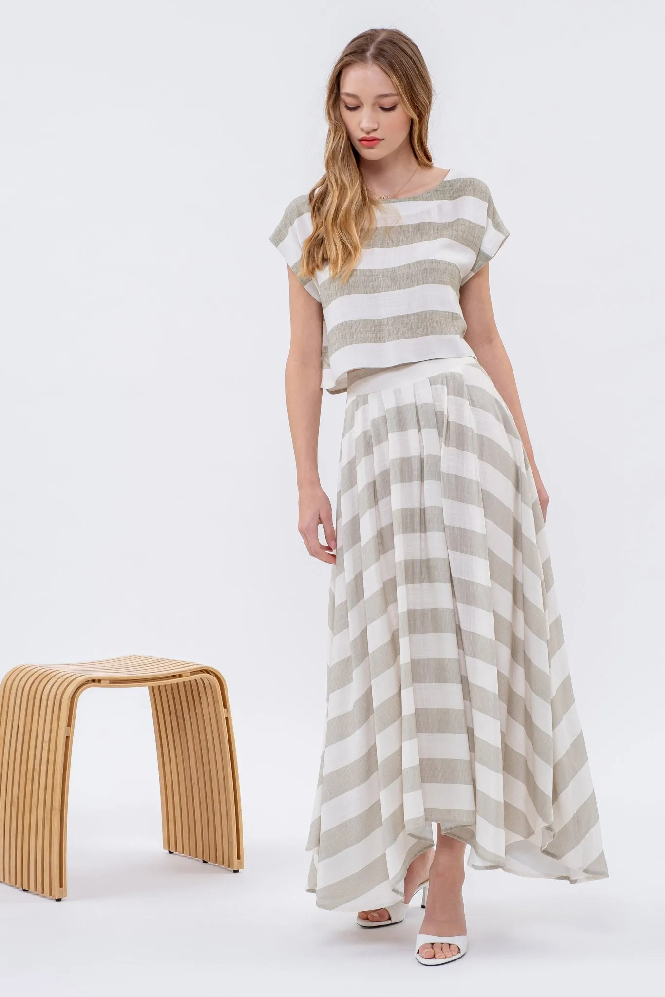 STRIPE HANDKERCHIEF MAXI SKIRT sold by Blu Pepper product image thumbnail 3